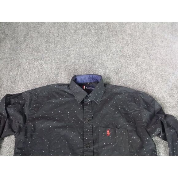 Polo Ralph Lauren Button Up Shirt Men Sz‎ M Black Geometric Preppy Workwear - Picture 2 of 6